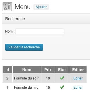 Create your menu (back-office)