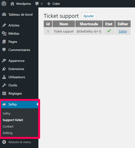 Back-office : ticket support edit