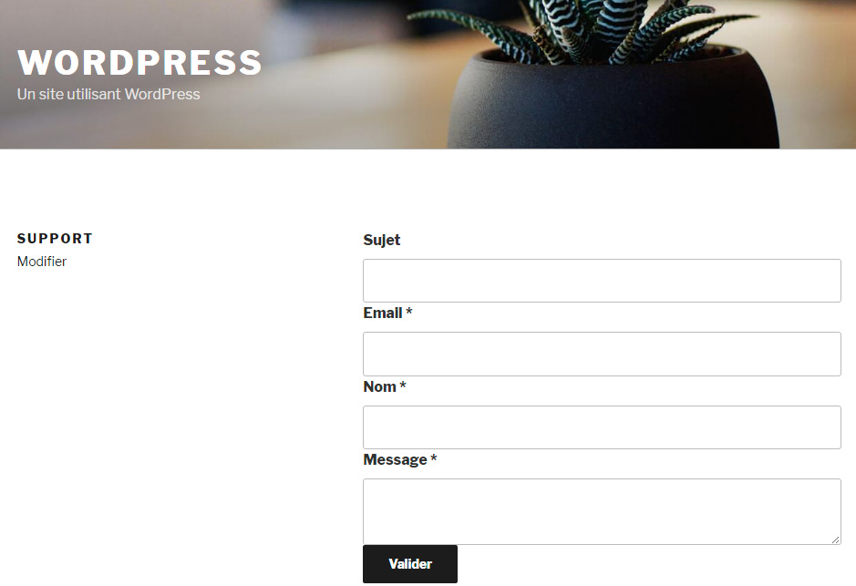 Front-office : ticket support form