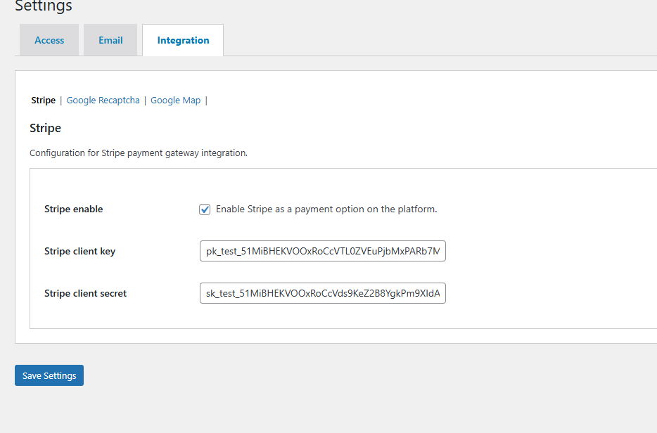 Settings integration.