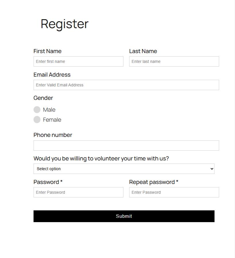 Frontend form design.