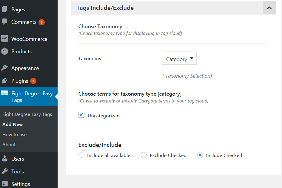 Tags Include/Exclude
