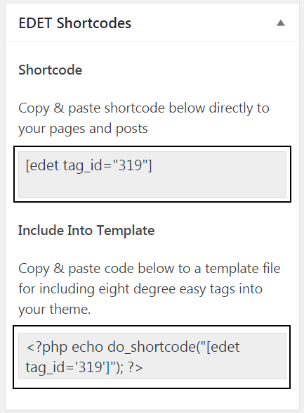 Using EDET with shortcodes