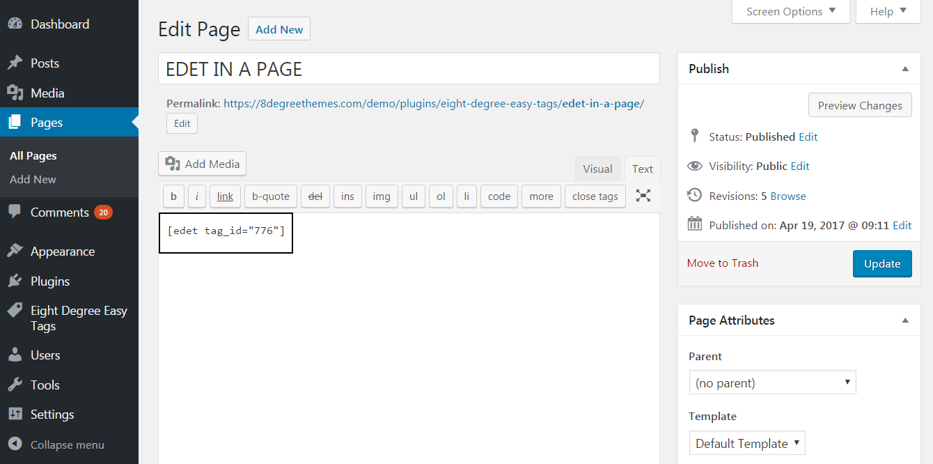 EDET into Pages and Posts