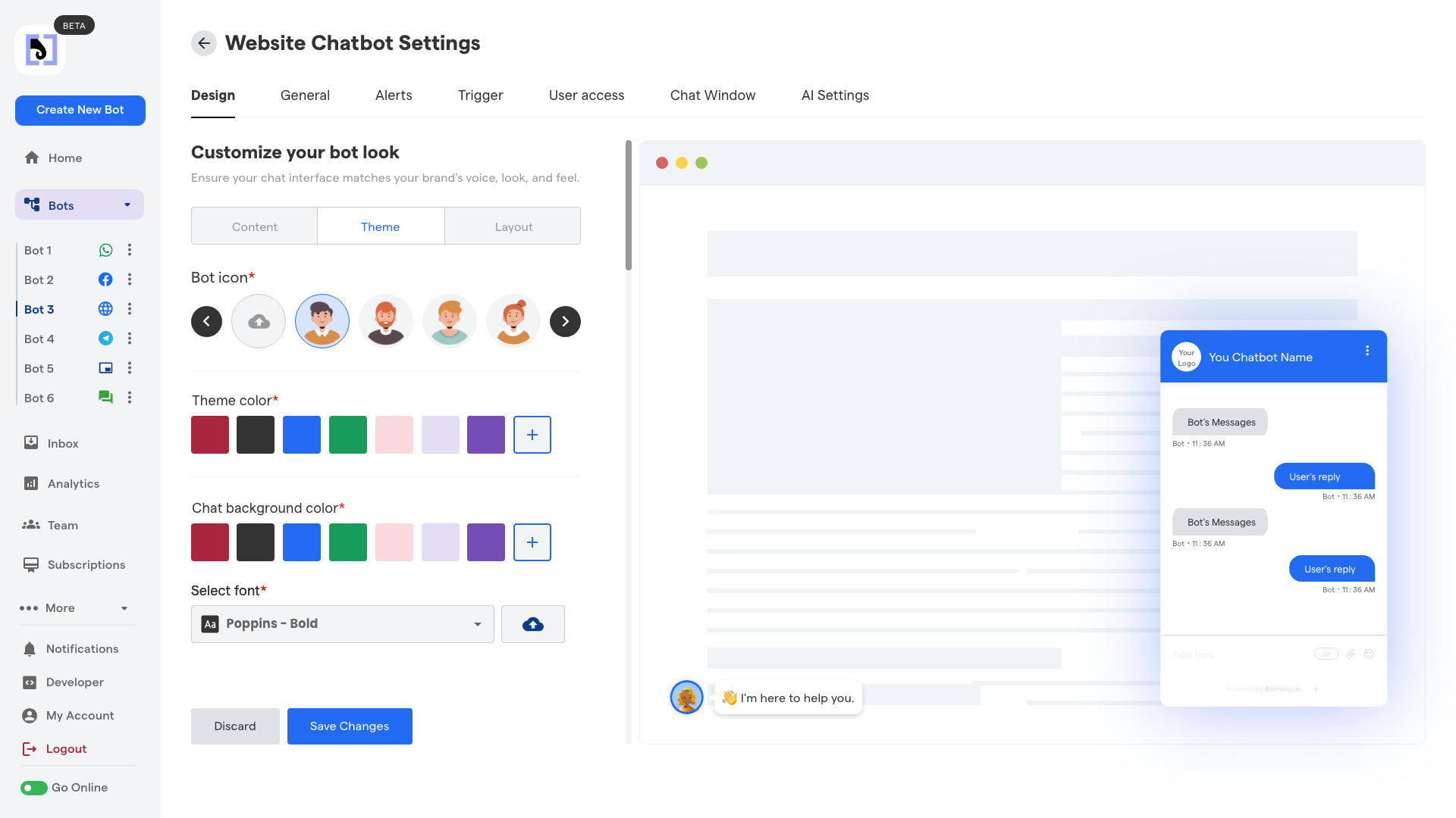 Copy the Chatbot Script Code