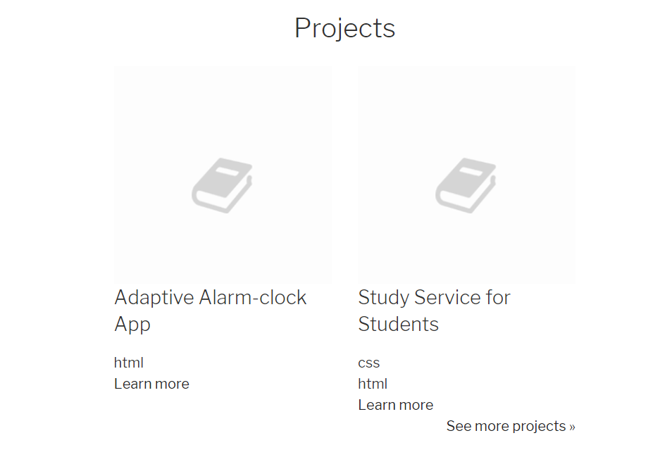This is a screenshot of an example of a portfolio rendered by the shortcode.