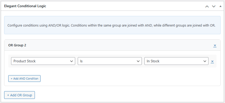 Conditional logic setting