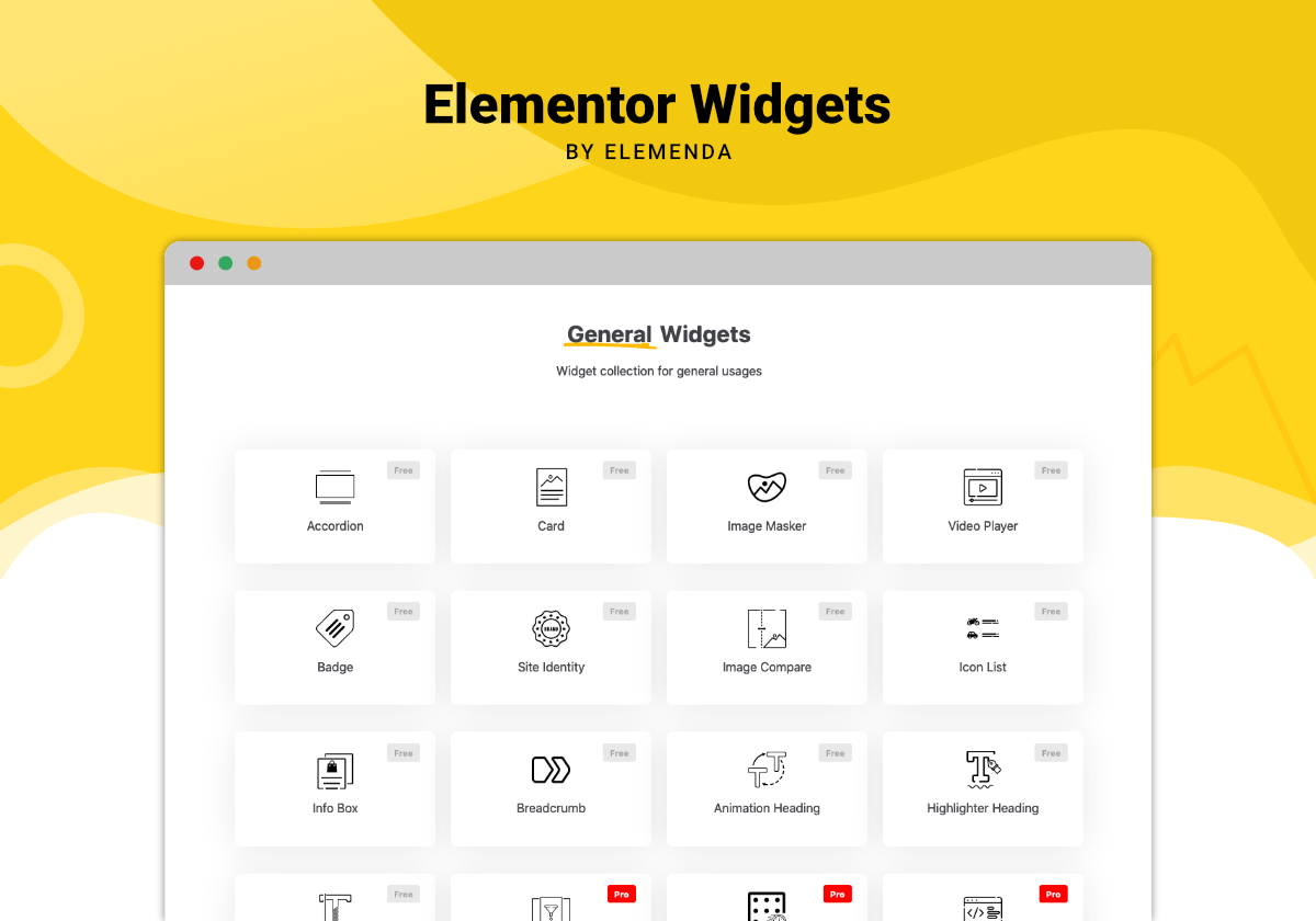 Elemenda Widgets List.