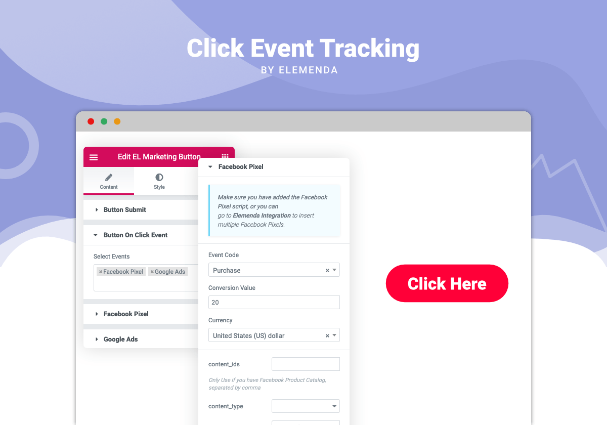 Click Event Tracking Widget