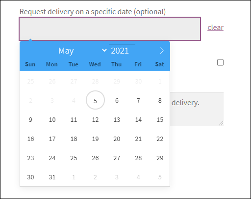 Choose a delivery date field.