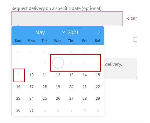 Restricted minimum number of delivery days.