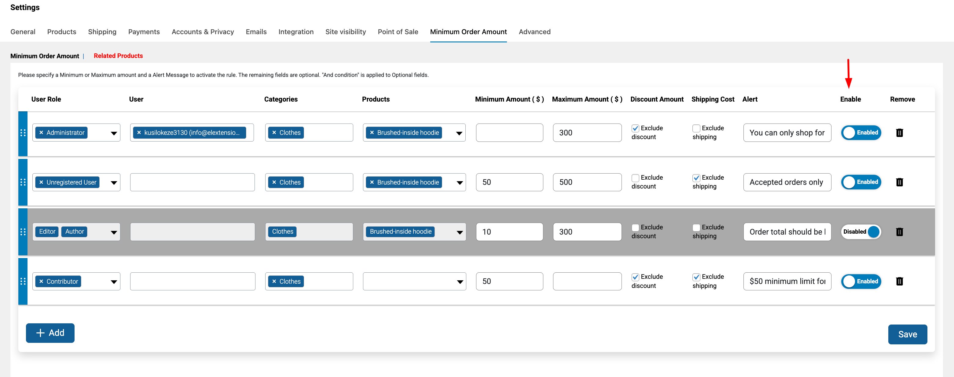 Displays Warning message.