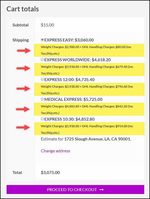 Realtime Rates with detailed split-ups.