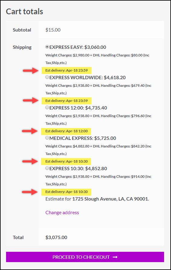 Realtime Rates with Estimated Delivery Date & Time.