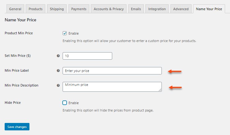 WooCommerce settings page.