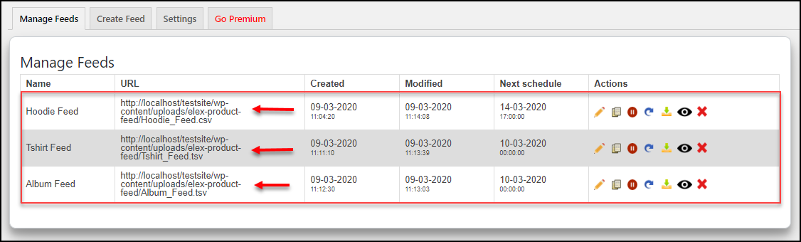 Manage Feeds