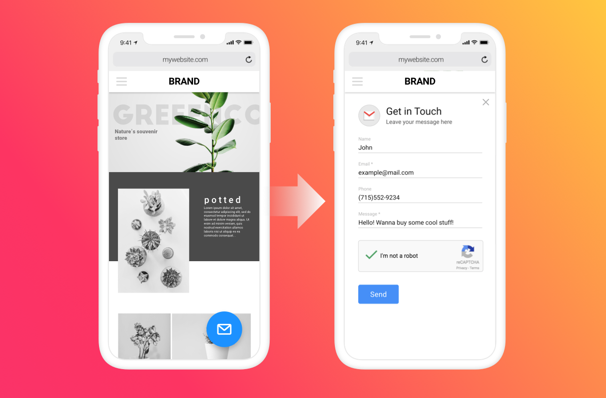 Contact Form looks and works perfectly on any device. Your clients will appreciate such an easy way to contact you