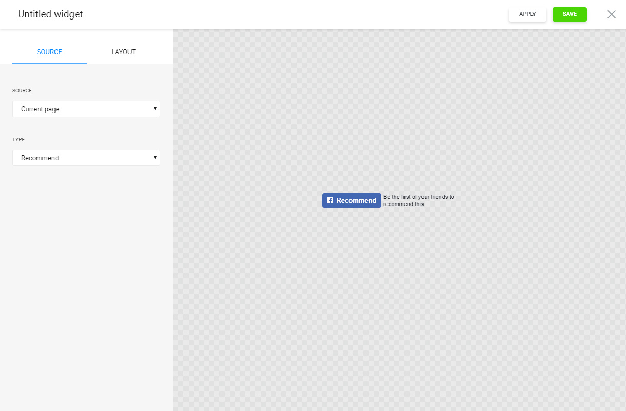 Set the source and choose one of the available actions – Like or Recommend.