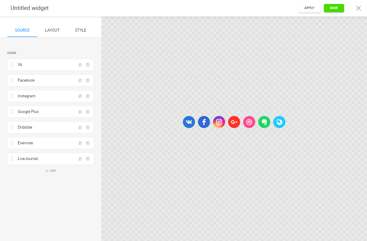 With a 50+ social icons library you can choose any network you need
