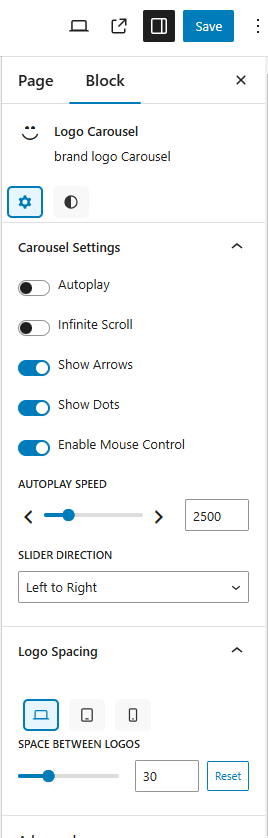Block logo settings 1