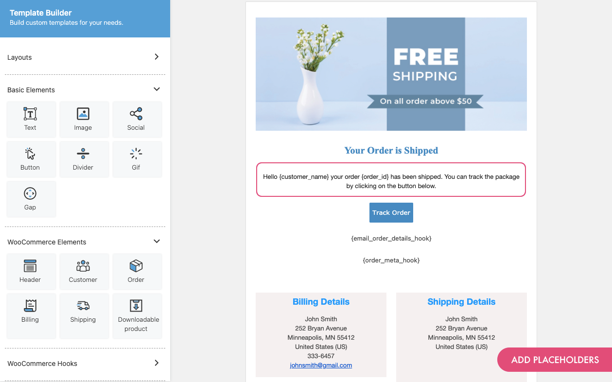 Assign Email Templates to WooCommerce email actions.