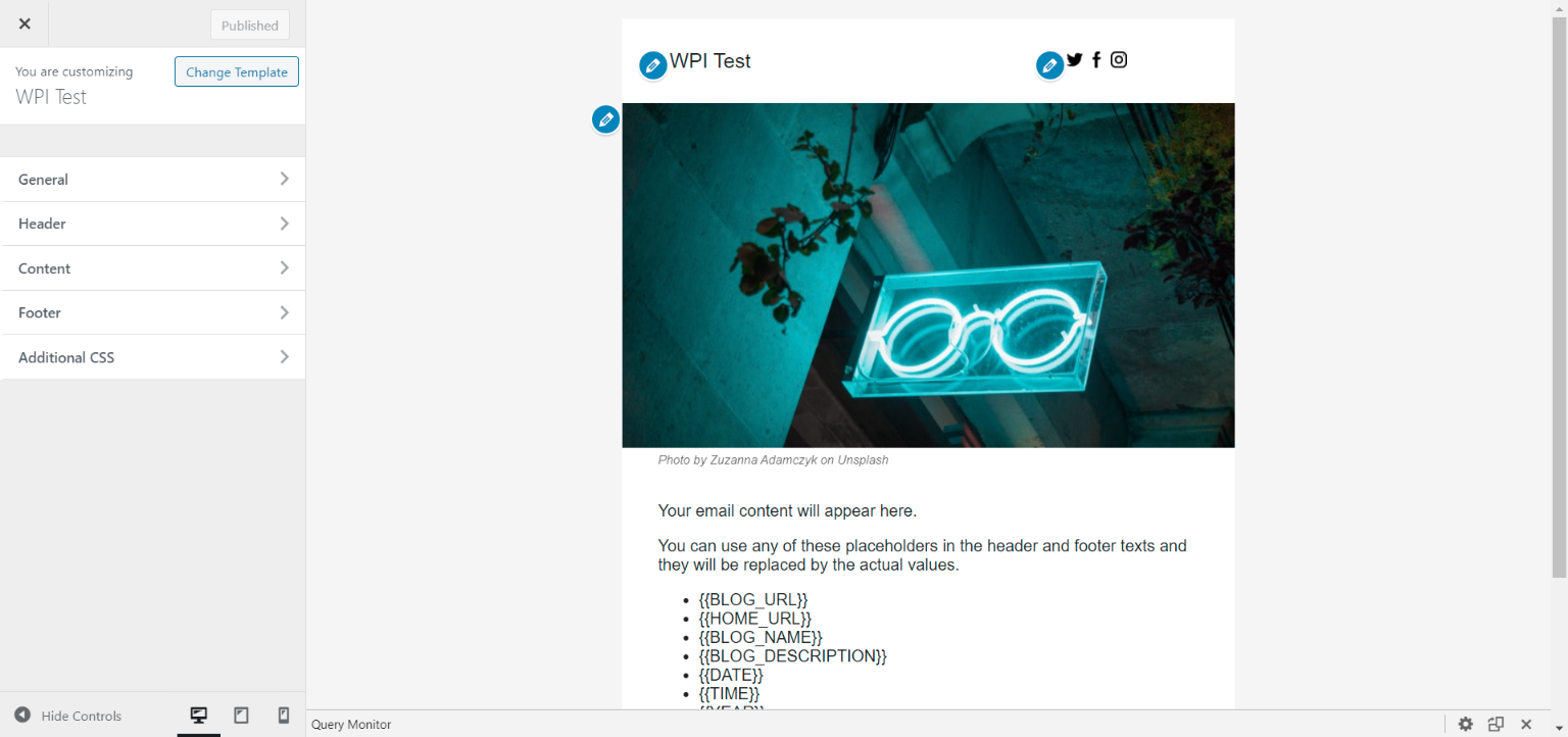 The hero image email template