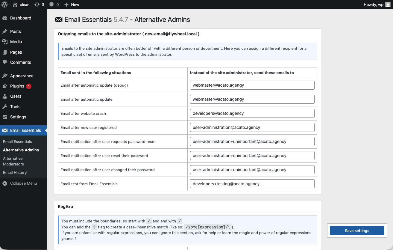 Alternative administrators page 1/2.