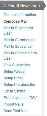 Admin Menu. http://plugins.readygraph.com/email-newsletter/screenshots/