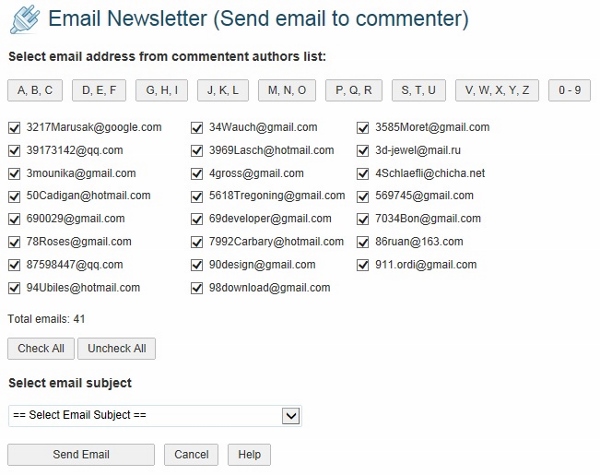 Send Mail to Commenters. http://plugins.readygraph.com/email-newsletter/screenshots/