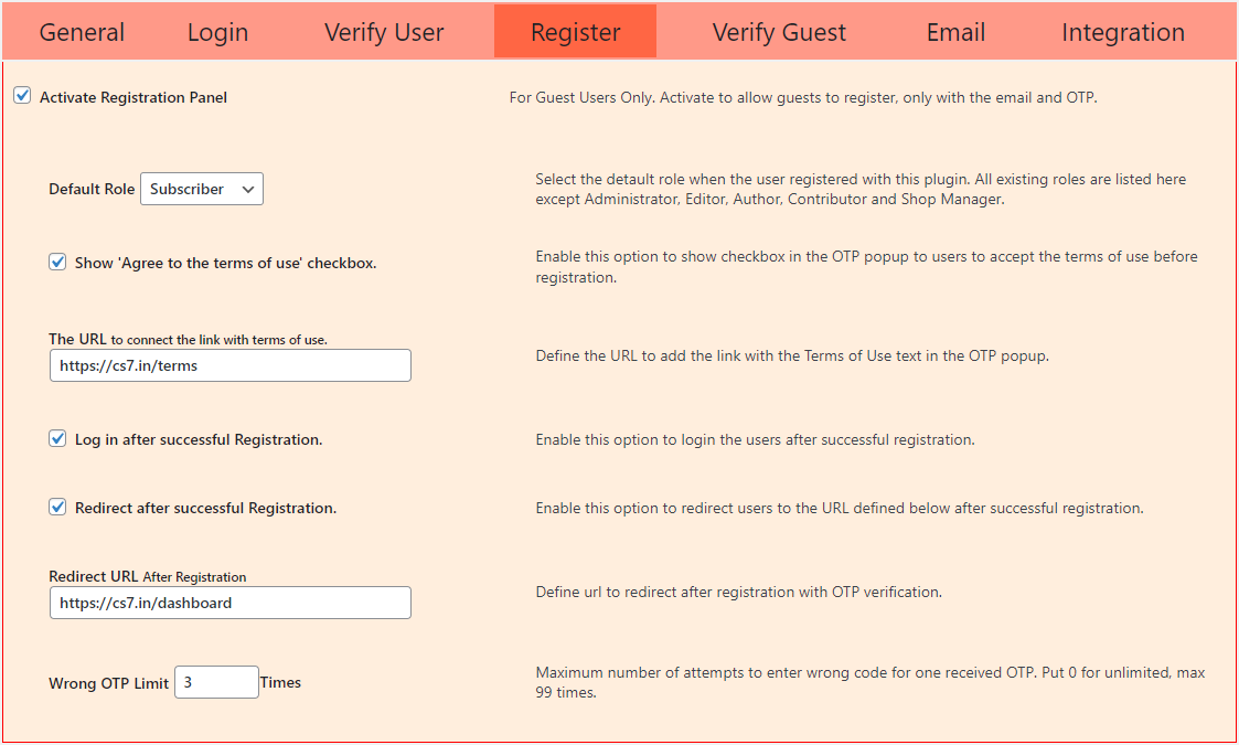 Register Settings