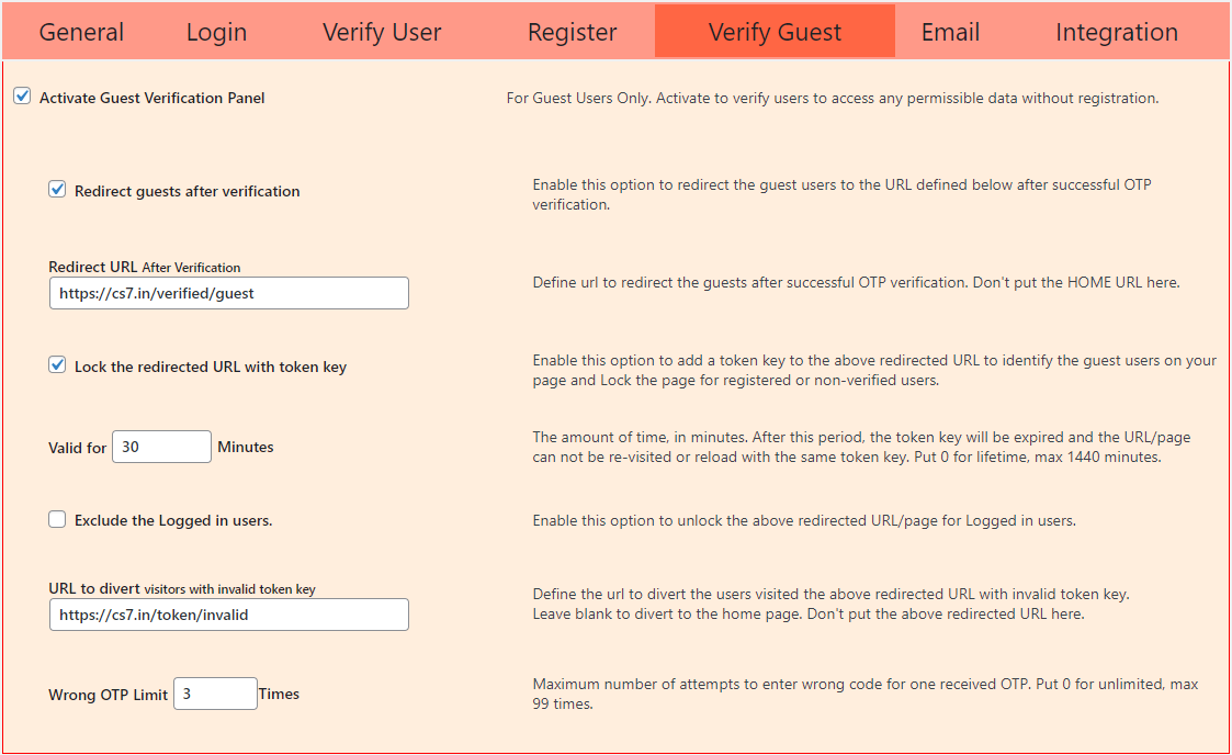 Verify Guest Settings