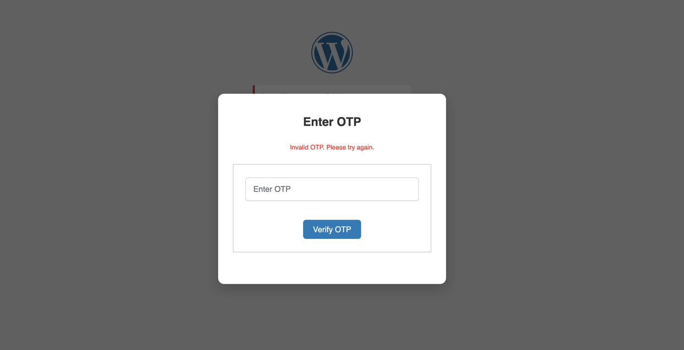 Error message when OTP is invalid or expired