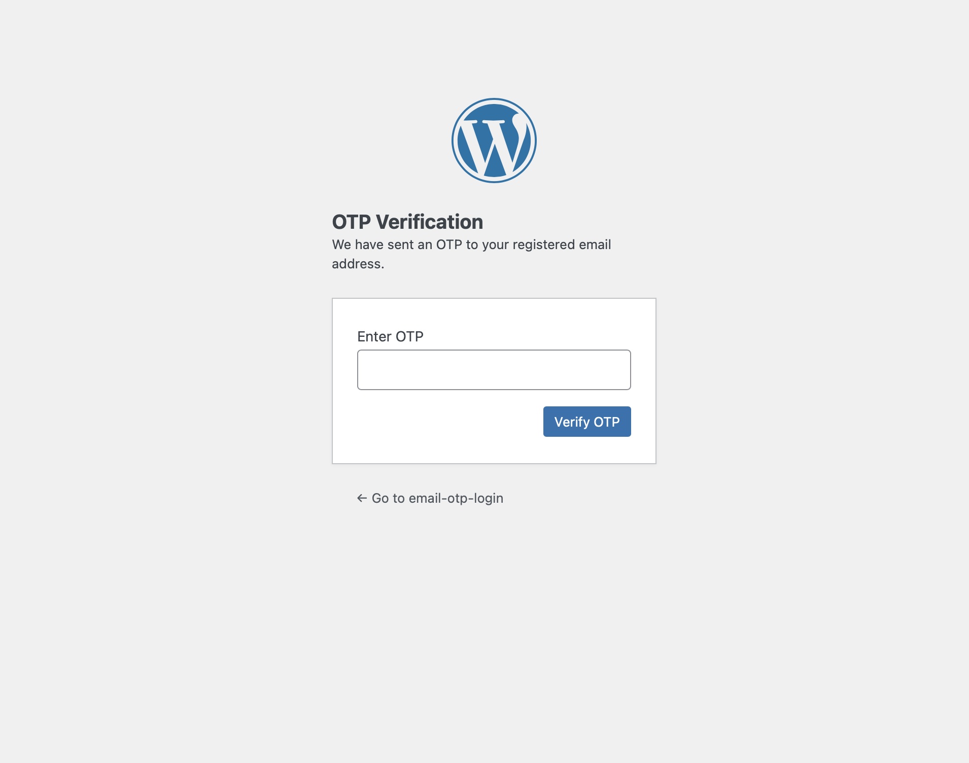 OTP verification form after login.