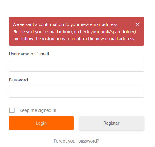 The Email Re-Validator Plugin will fire up. Log the user out and send a confirmation email to the new email address.