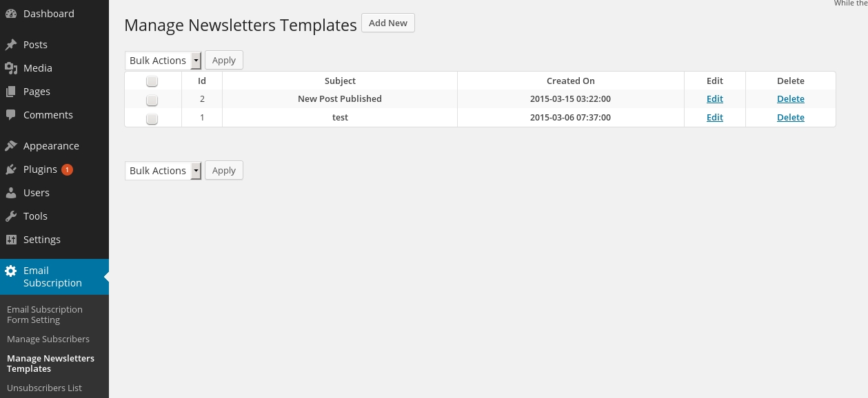 Preview of modal popup.