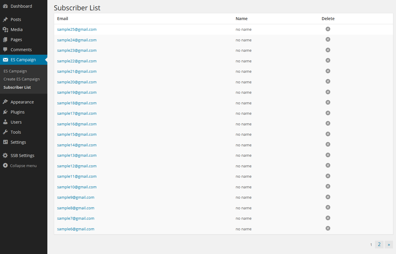 subscriber list