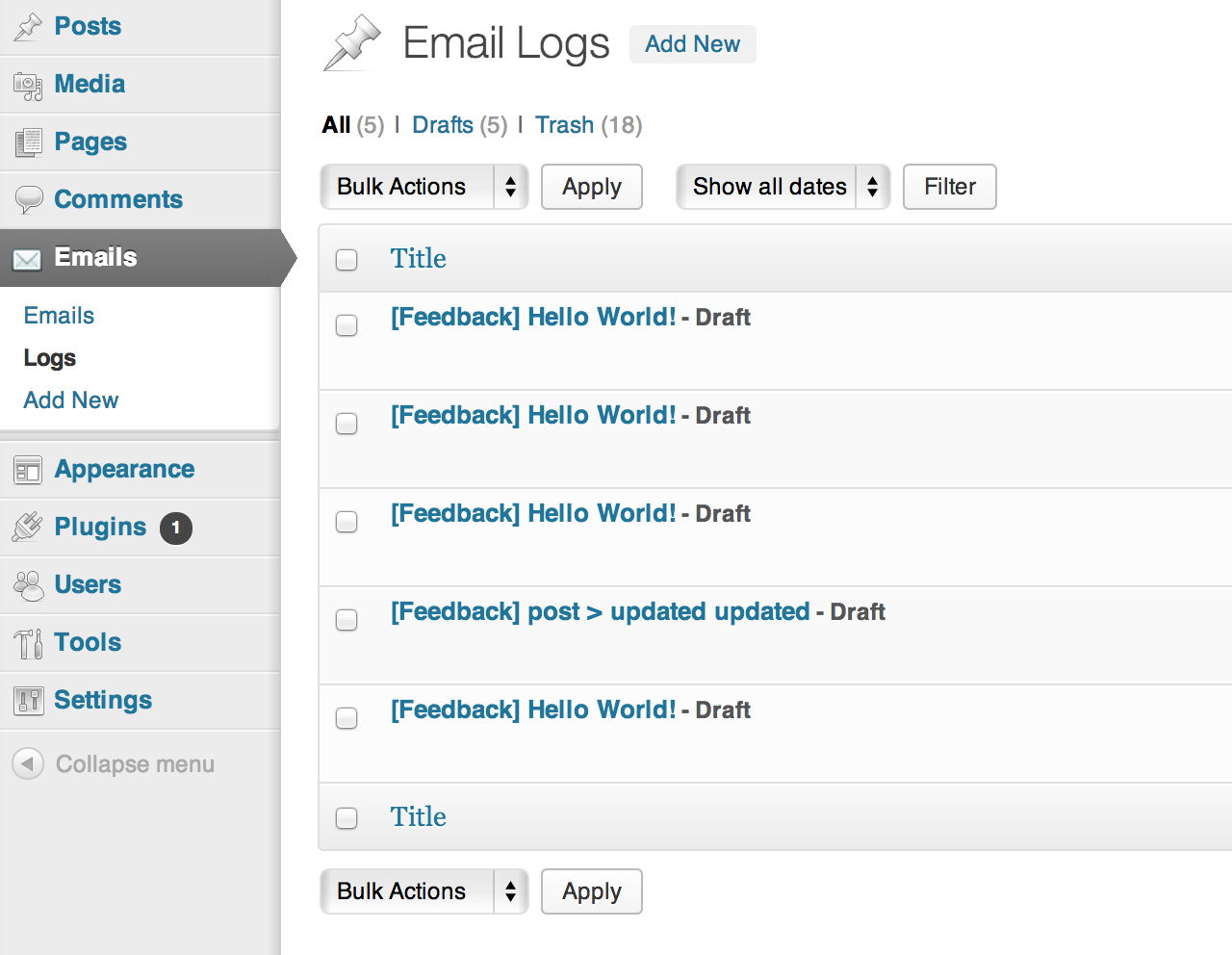 Email log