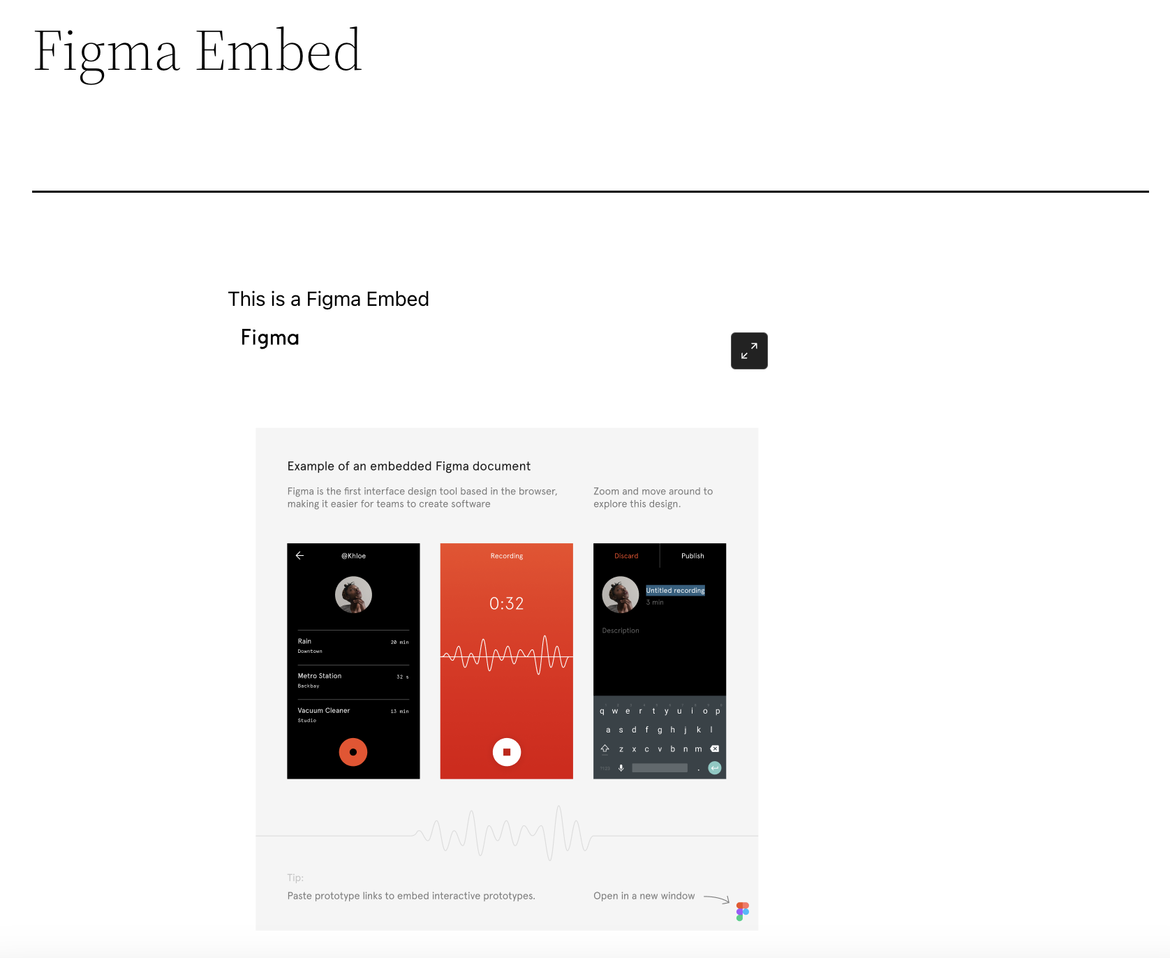 Front-end rendering of the Figma Embed block.