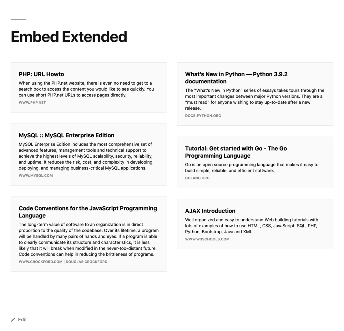 Embed web pages without any embed data.