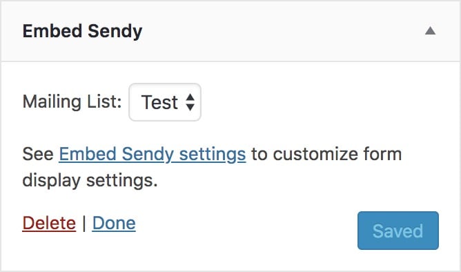 Embed Sendy widget.