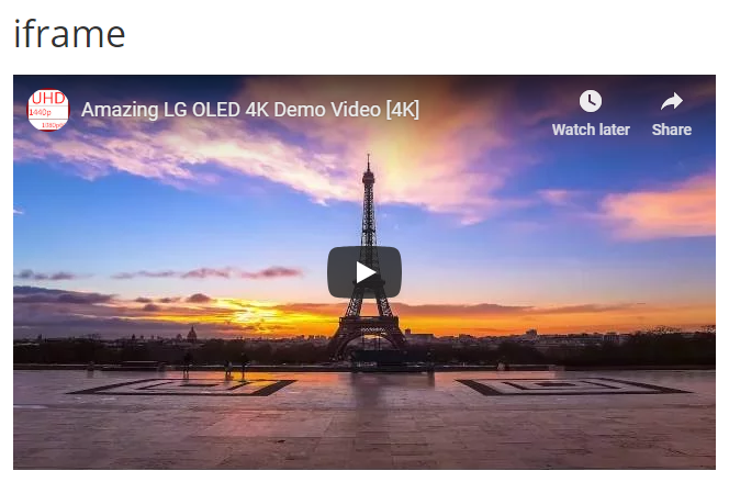 YouTube iframe view
