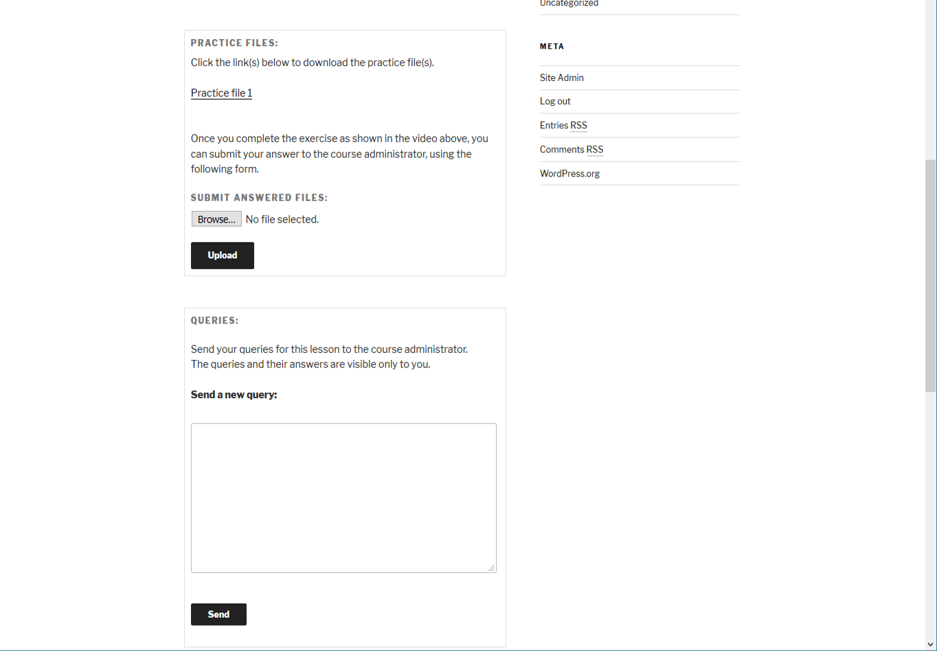 The top part of the screen is the same as a simple post. At the bottom there is a box titled 'Embedded learning videos and practice material'. First you select the language of the course.