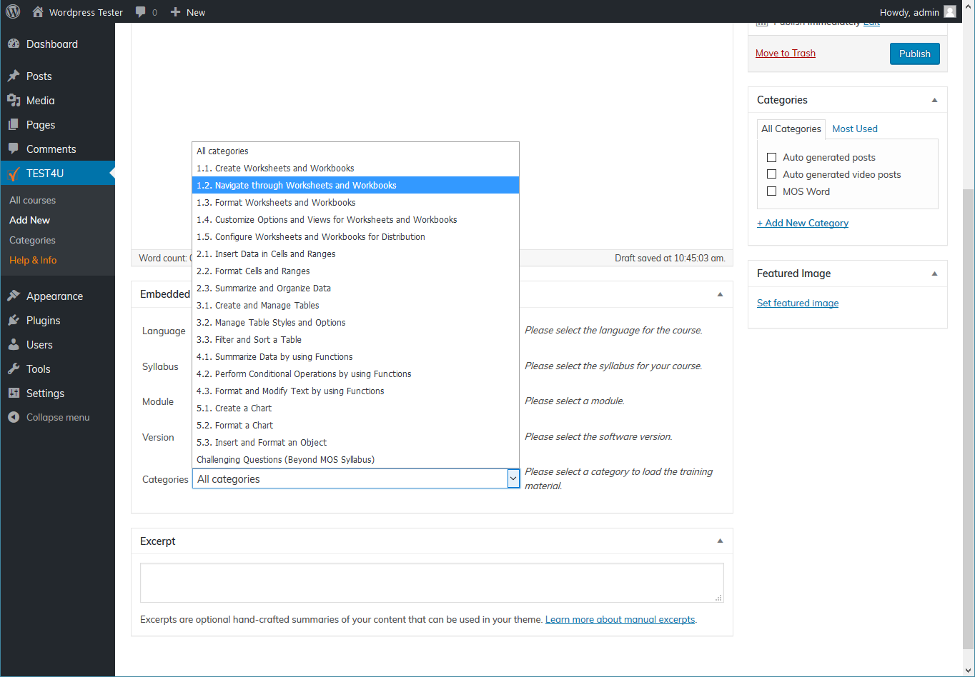 This is how a published course that includes all the categories looks like.