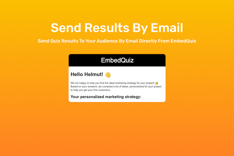 Send quiz results to your audience by email directly from embedQuiz