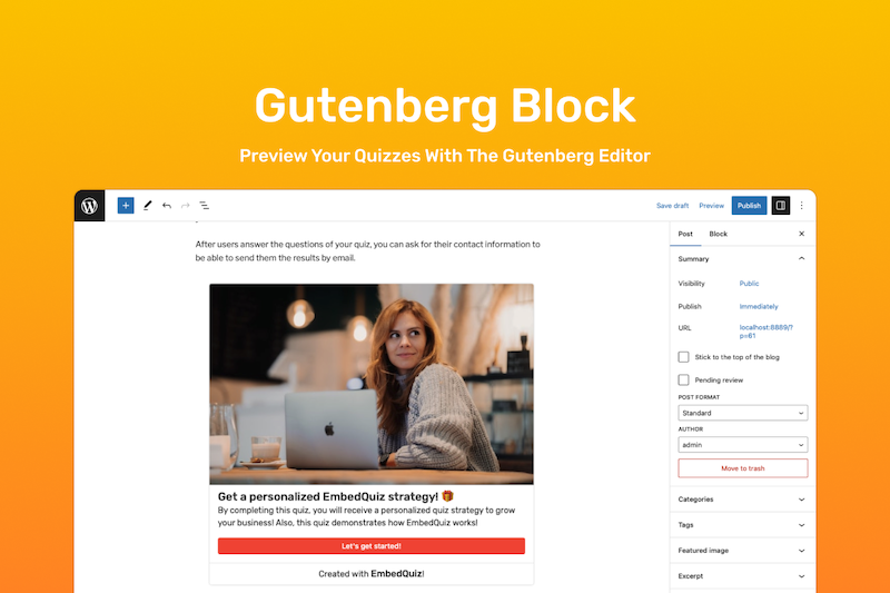 Preview your quizzes with the Gutenberg Editor