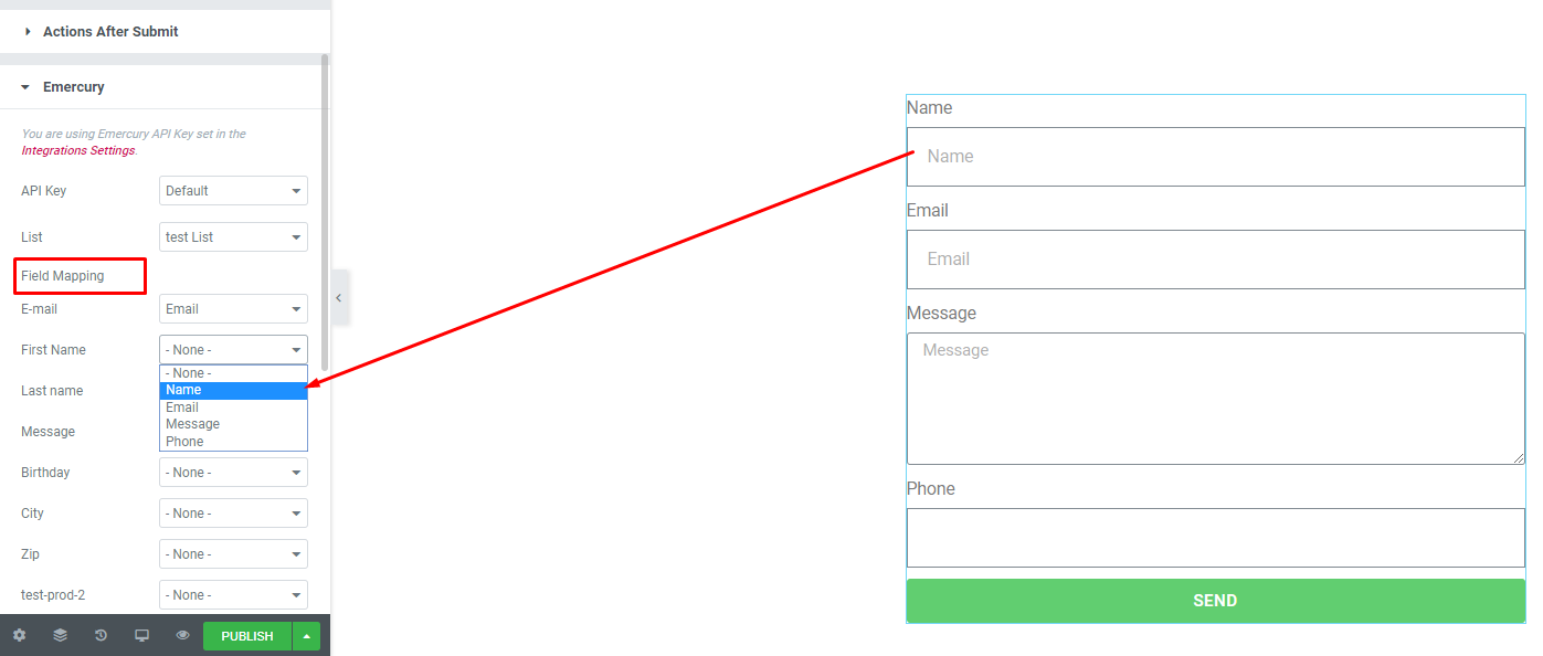 Mapping Emercury fields to Form.