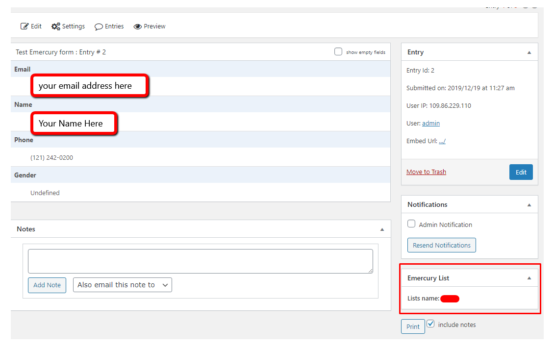 The Emercury list added as an entry.