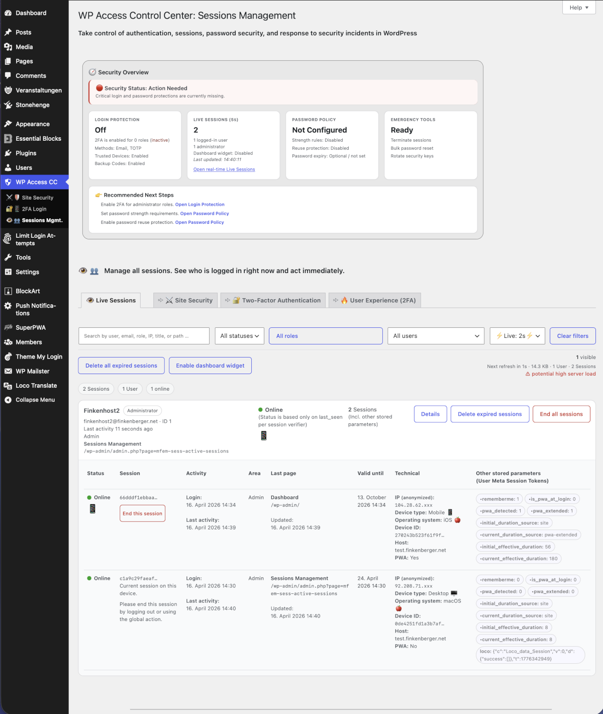 Live Session Control – Monitor active user sessions in real time and terminate them instantly