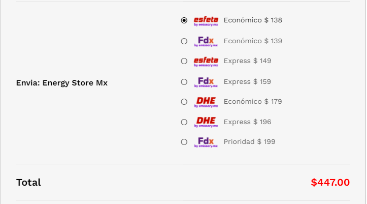 Emissary for woocommerce en el checkout
