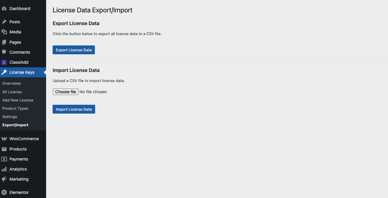 Data Export / Import